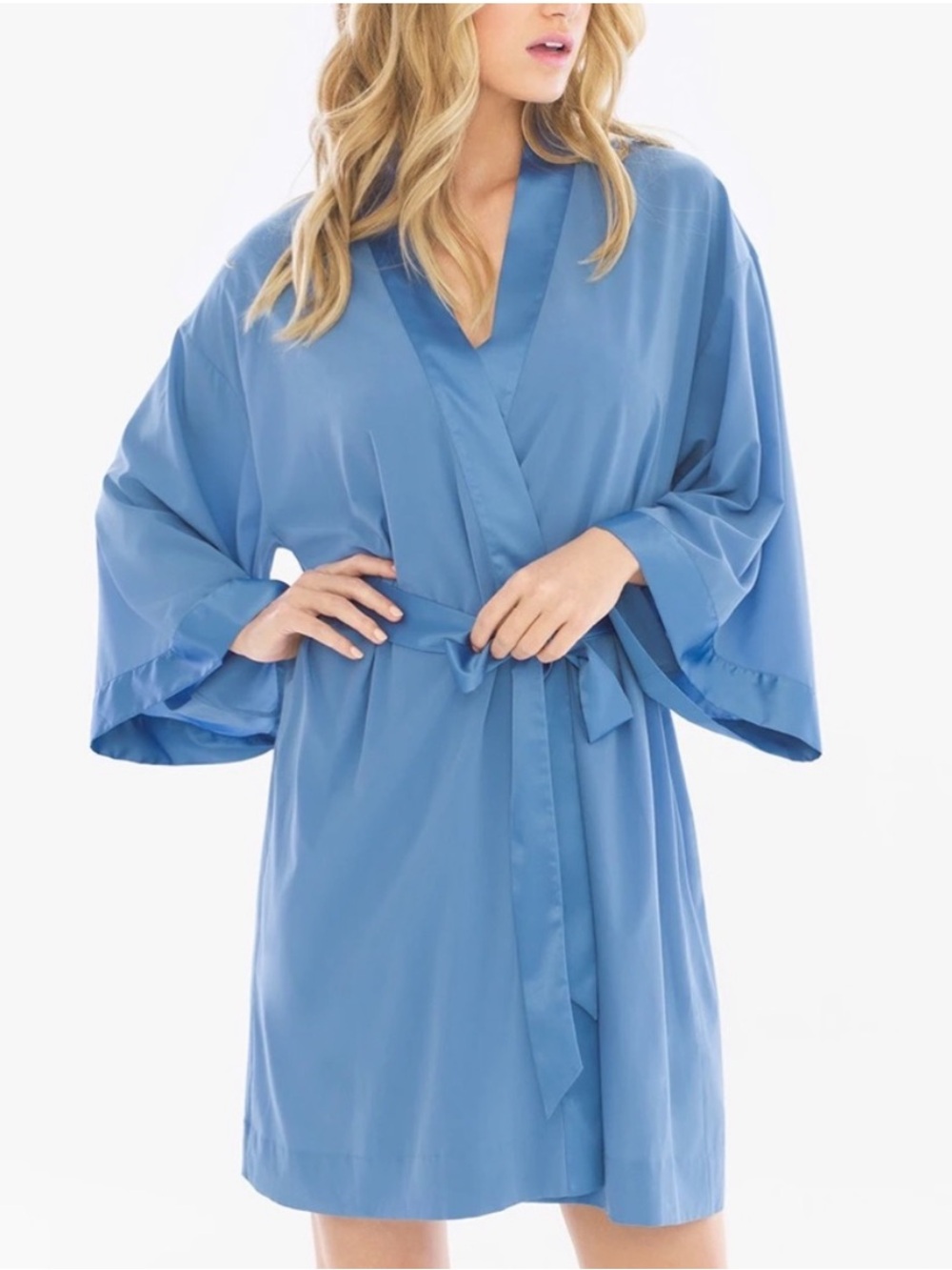 Soma Chiffon Short Robe Light Blue L / XL